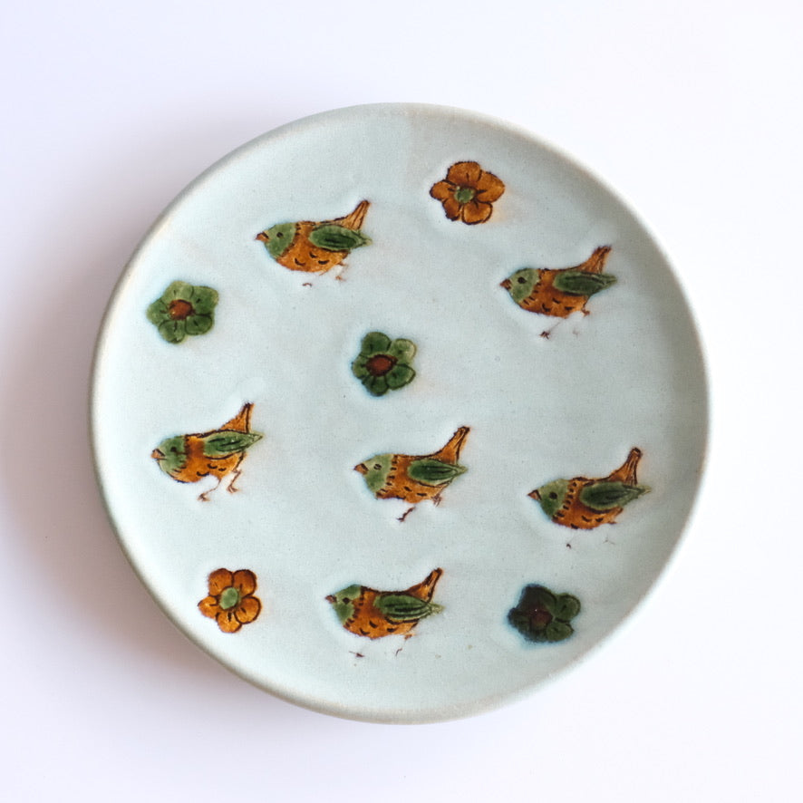 小鳥皿 / グリーン（22.5cm）