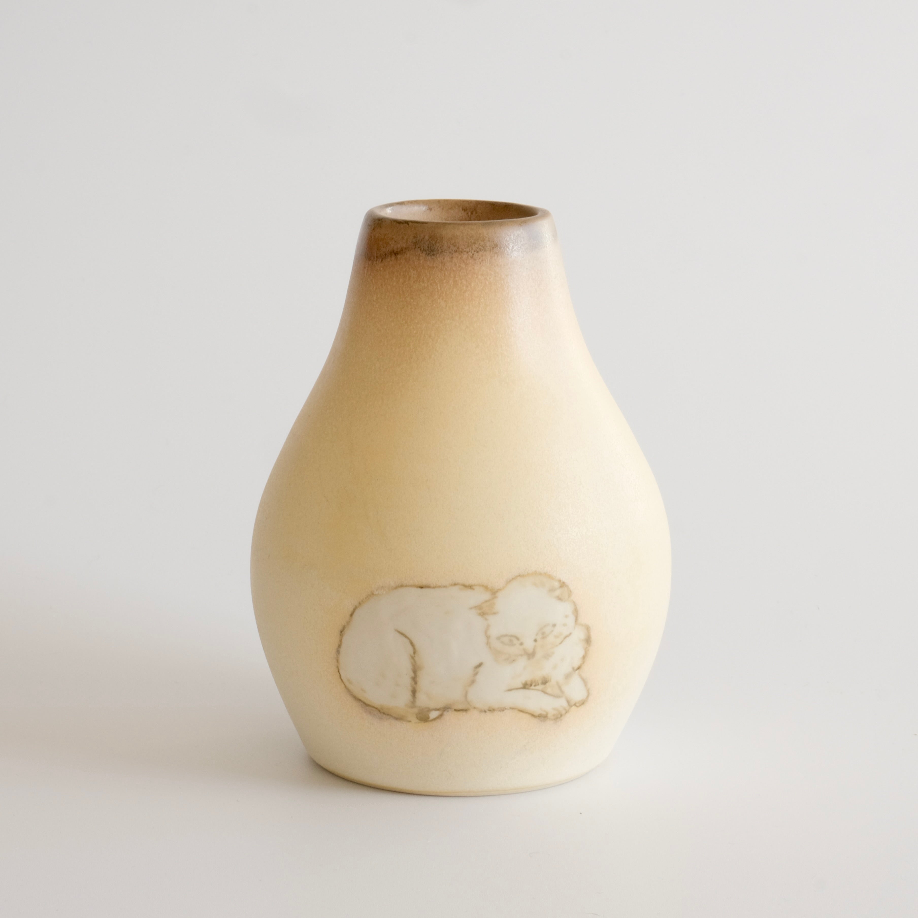 猫｜花瓶｜イエロー｜CAT｜VASE｜松村利恵｜ Rie MATSUMURA